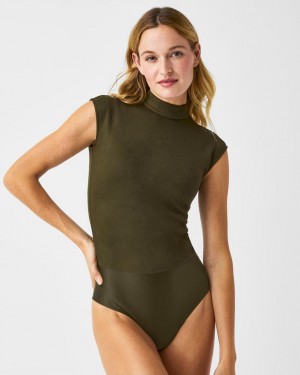 Body Spanx Faux Gamuza Mock Neck Mujer Verde | SA2841365