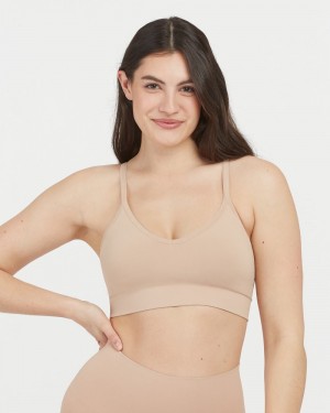 Bralette Spanx EcoCare Seamless Shaping Longline Mujer Beige | RQ2413705