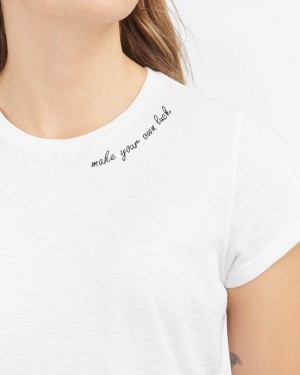 Camiseta Spanx Pima Algodon Embroidered Estampadas Mujer Blancas | HA5310264