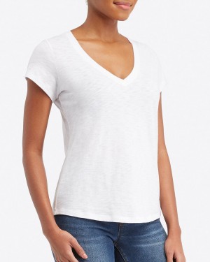 Camiseta Spanx Pima Algodon V-Neck Mujer Blancas | OU8710924