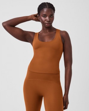 Camiseta sin Manga Spanx The Get Moving Fitted Mujer Marrones | QD6983210