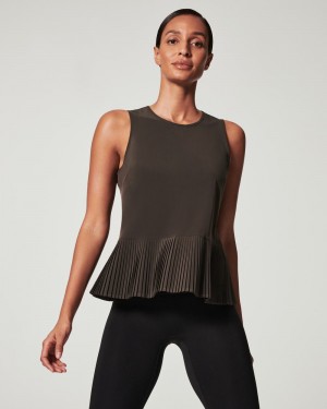 Camiseta sin Manga Spanx Yes, Pleats! Mujer Verde Oscuro Gris | AI6371540