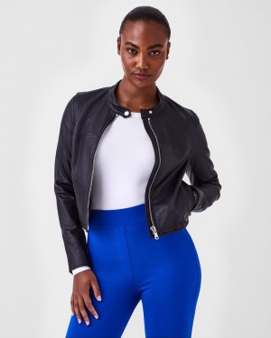 Chaquetas Spanx Cuero-Like Moto Mujer Negras | DU8963421