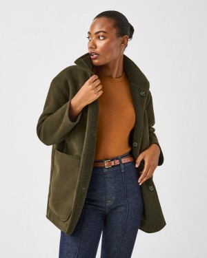 Chaquetas Spanx Reversible Gamuza Sherpa Mujer Verde | GQ9634052