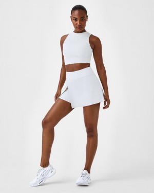 Falda Corta Spanx Contour Rib Front Slit Skort, 14" Mujer Gris Claro | CA4897236