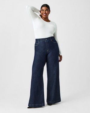 Jeans Spanx Anchos Leg Mujer Indigo | UD5169483