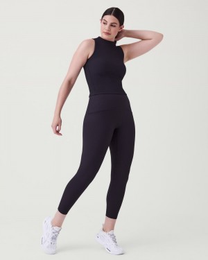 Leggins Spanx Booty Boost® Active Contour Rib 7/8 Mujer Negras | YJ3785642