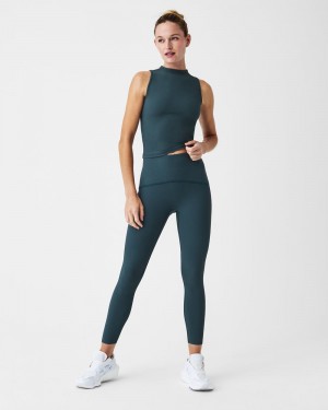 Leggins Spanx Booty Boost® Active Contour Rib 7/8 Mujer Azules Oscuro | GC5028641