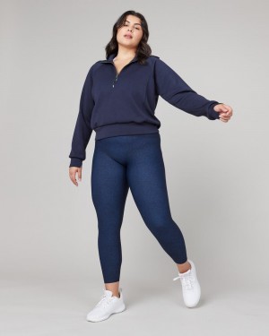 Leggins Spanx Booty Boost® Active Floral Squiggle 7/8 Mujer Azul Marino | OA5864317