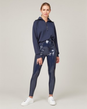 Leggins Spanx Faux Charol Cuero Mujer Azul Marino | YI3642570