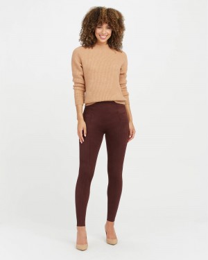 Leggins Spanx Faux Gamuza Mujer Burdeos | VP0312649