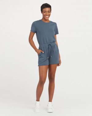 Mono Spanx AirEssentials Corta Sleeve Romper Mujer Azules | DM1426598