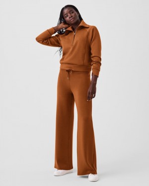 Pantalon Spanx AirEssentials Anchos Leg Mujer Marrones | FN3762415