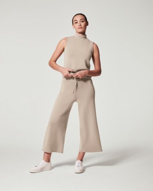 Pantalon Spanx AirEssentials Cropped Anchos Leg Mujer Beige | NA1962578