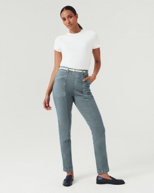 Pantalon Spanx Stretch Twill Directo Leg Mujer Azules Gris | JP7965840