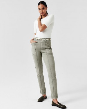 Pantalon Spanx Stretch Twill Directo Leg Mujer Verde Oliva | BM5162307