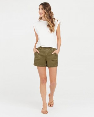 Short Spanx Stretch Twill, 4" Mujer Verde Oliva | YU0951842