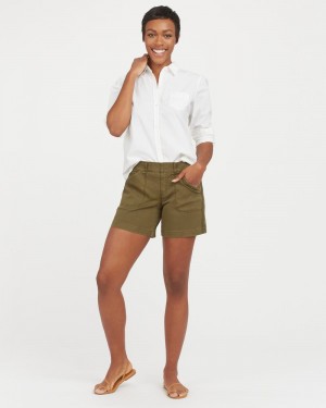 Short Spanx Stretch Twill, 6" Mujer Verde Oliva | ZY6134902