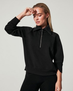 Tops Spanx AirEssentials Half Zip Mujer Negras | MP8762051