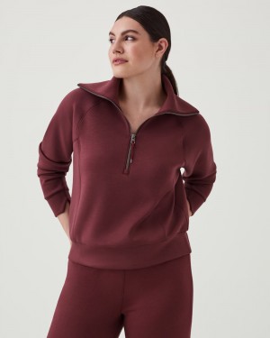Tops Spanx AirEssentials Half Zip Mujer Marrones | YA7128059