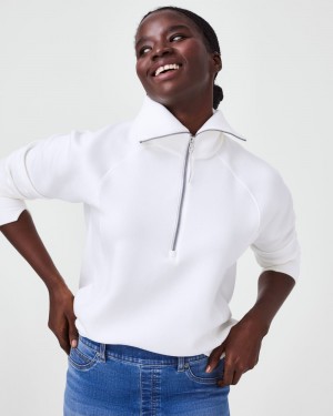 Tops Spanx AirEssentials Half Zip Mujer Blancas | GR2980673