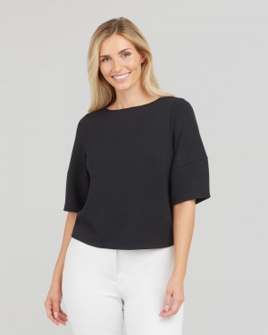 Tops Spanx AirEssentials Puff Sleeve ‘At-the-Hip’ Mujer Negras | HY9425603