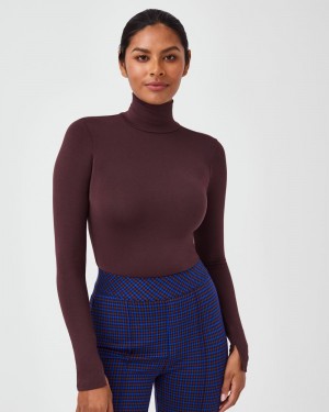 Tops Spanx Better Base Long Sleeve Turtleneck Mujer Rosas Chocolate | XM1859672