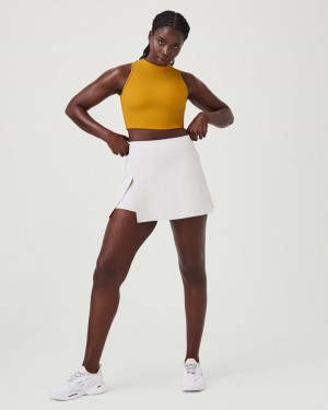Tops Spanx Contour Rib Mock Neck Crop Mujer Naranjas Moutarde | TA8730521