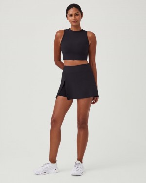 Tops Spanx Contour Rib Mock Neck Crop Mujer Negras | DX5312986