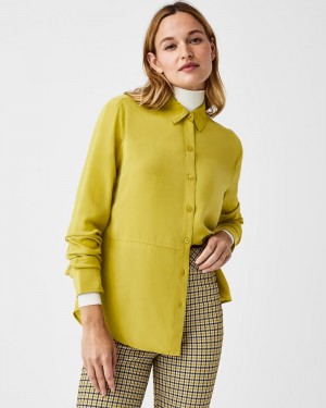 Tops Spanx Low Maintenance Silk Button Down Mujer Verde Claro | SW6879512