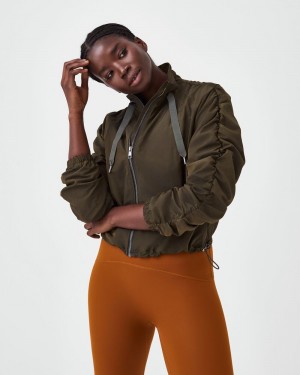 Tops Spanx Organza Windbreaker Mujer Olive/Black | YW3590127