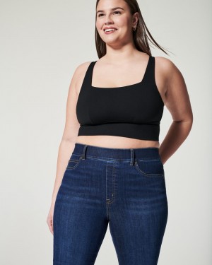 Tops Spanx Ponte Square Neck Crop Mujer Negras | QJ7815904