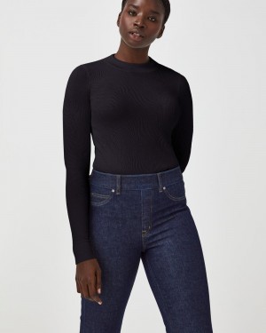 Tops Spanx Seamless Swirl Long Sleeve Shirt Mujer Negras | GP5301469