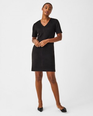 Vestido Spanx Faux Gamuza Column Mujer Negras | OV9427385