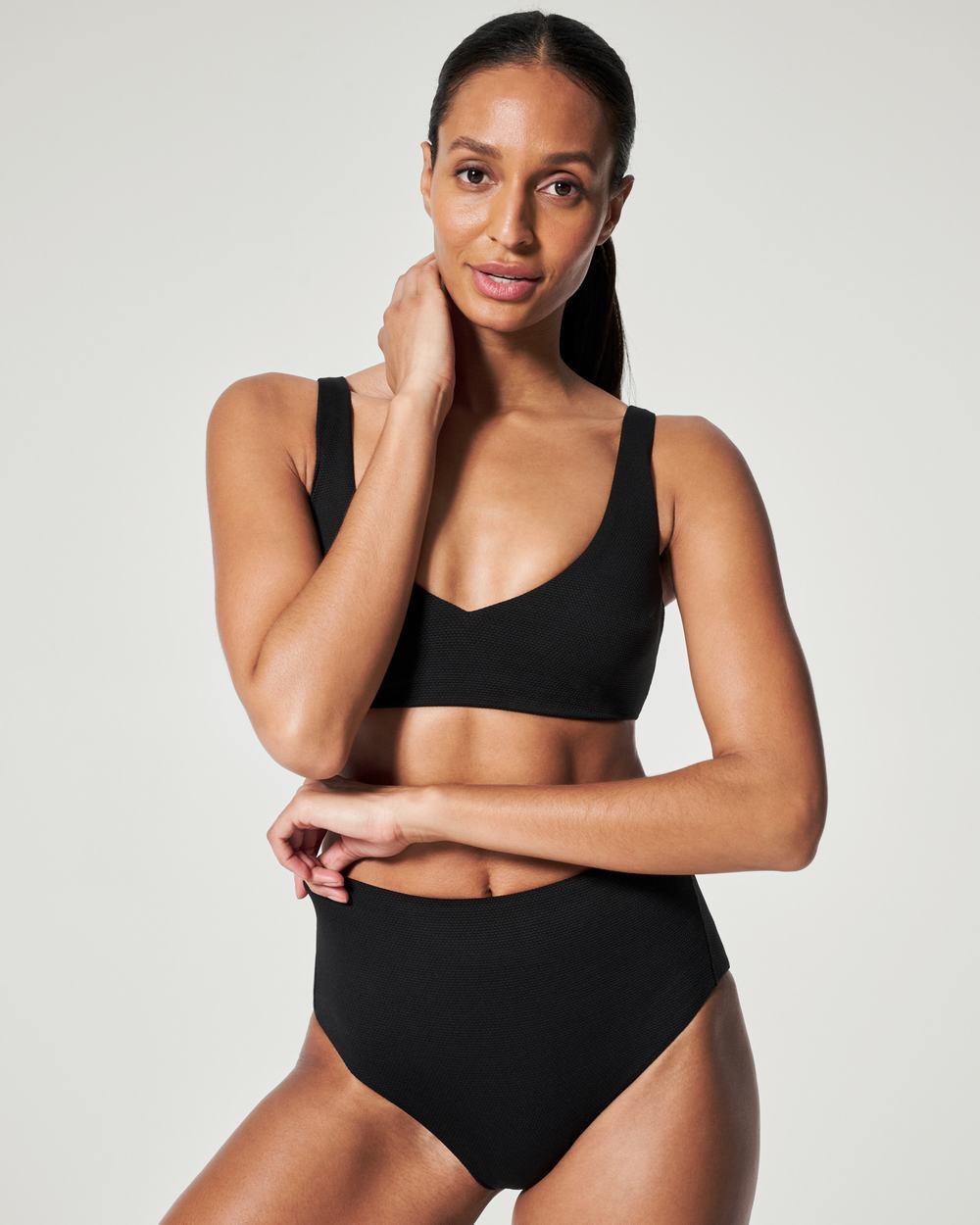 Trajes De Baño Spanx Pique Shaping High Rise Swim Bottom Mujer Negras | FQ9310587