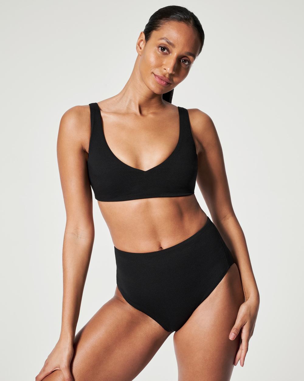 Trajes De Baño Spanx Pique Plunge Bikini Top Mujer Negras | KV6894523