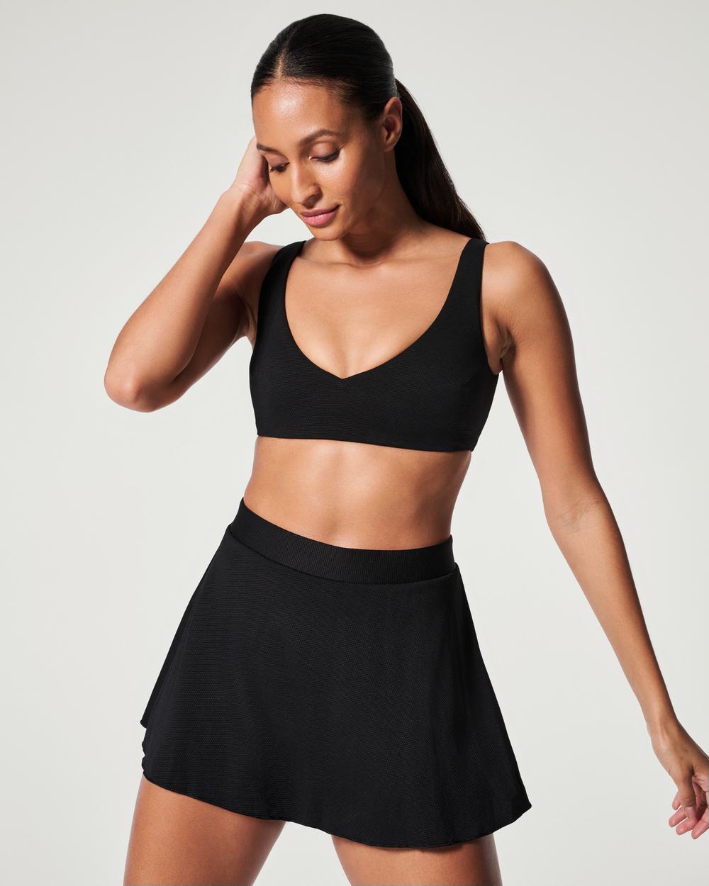 Trajes De Baño Spanx Pique Shaping High Rise Swim Skort Mujer Negras | QX2803169