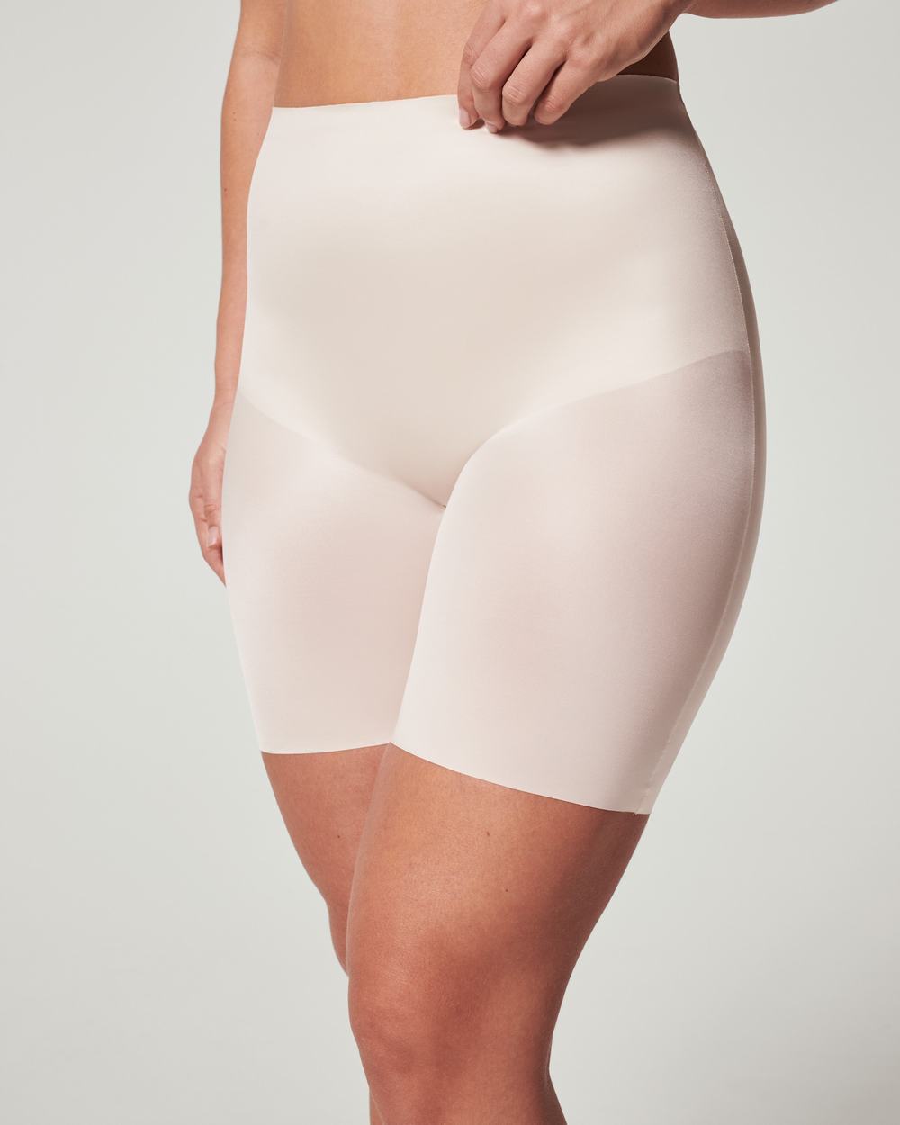 Short Spanx Shaping Satin Mid-thigh Mujer Beige | BI4265198