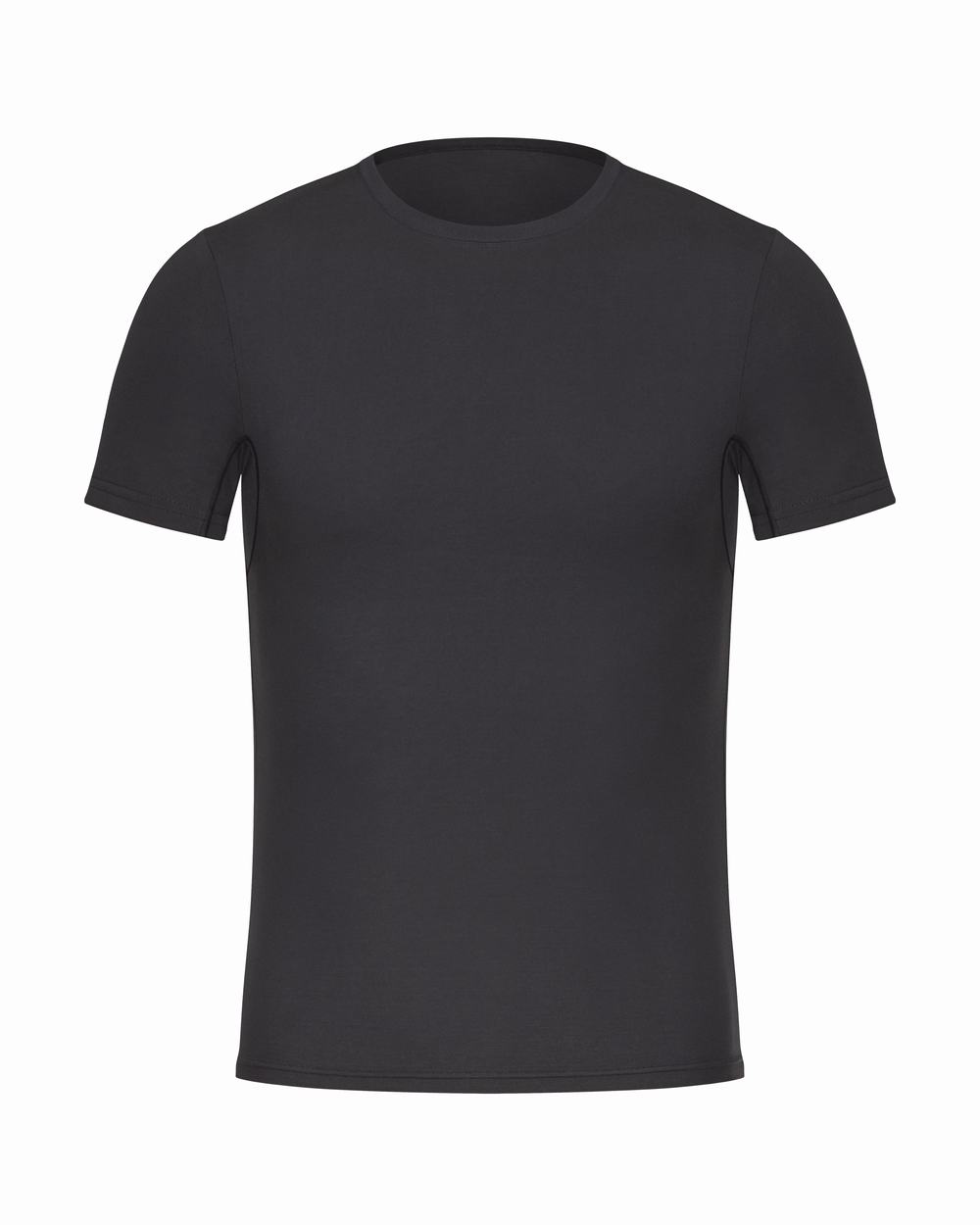 Camisetas interiores Spanx Zero Sculpt Algodon Modal Crew Neck Hombre Negras | GZ6342710